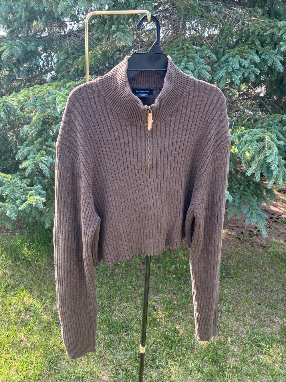 Calvin Klein Jeans Brown Sweater XXL ***ALTERED CROPPED***